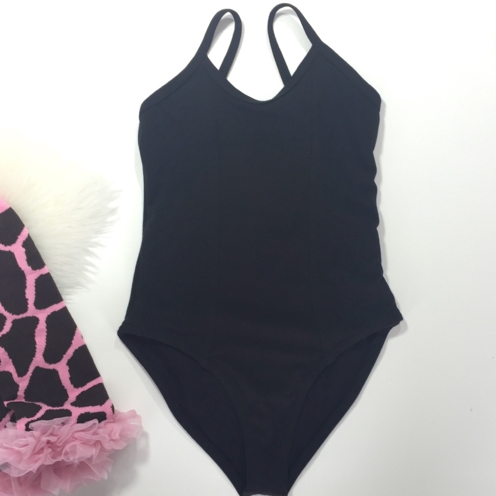 Girls Youth Black Criss Cross Back Leotard